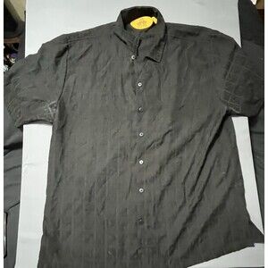 R. Lewis Men's Cotton Button Down Shirt 4XL Black , Contemporary Fit